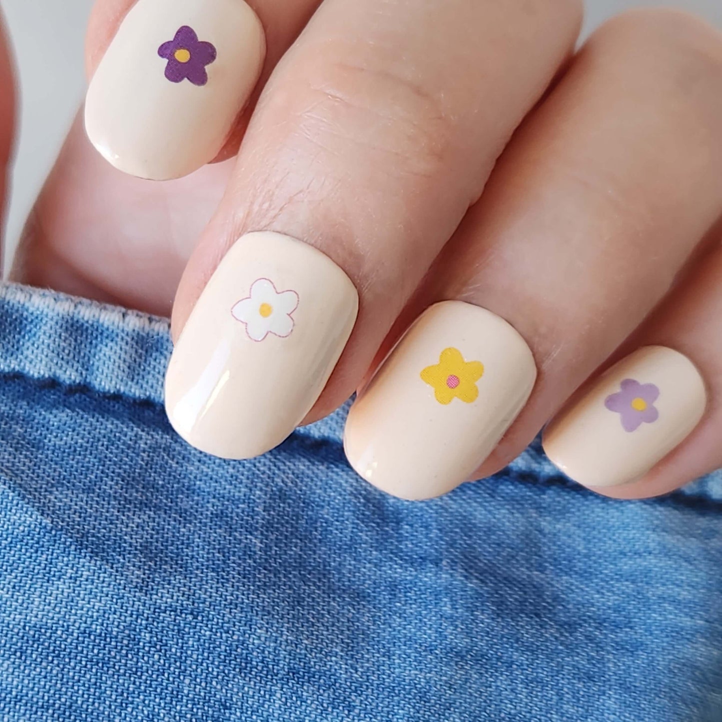 autocollants ongles fleurs de printemps