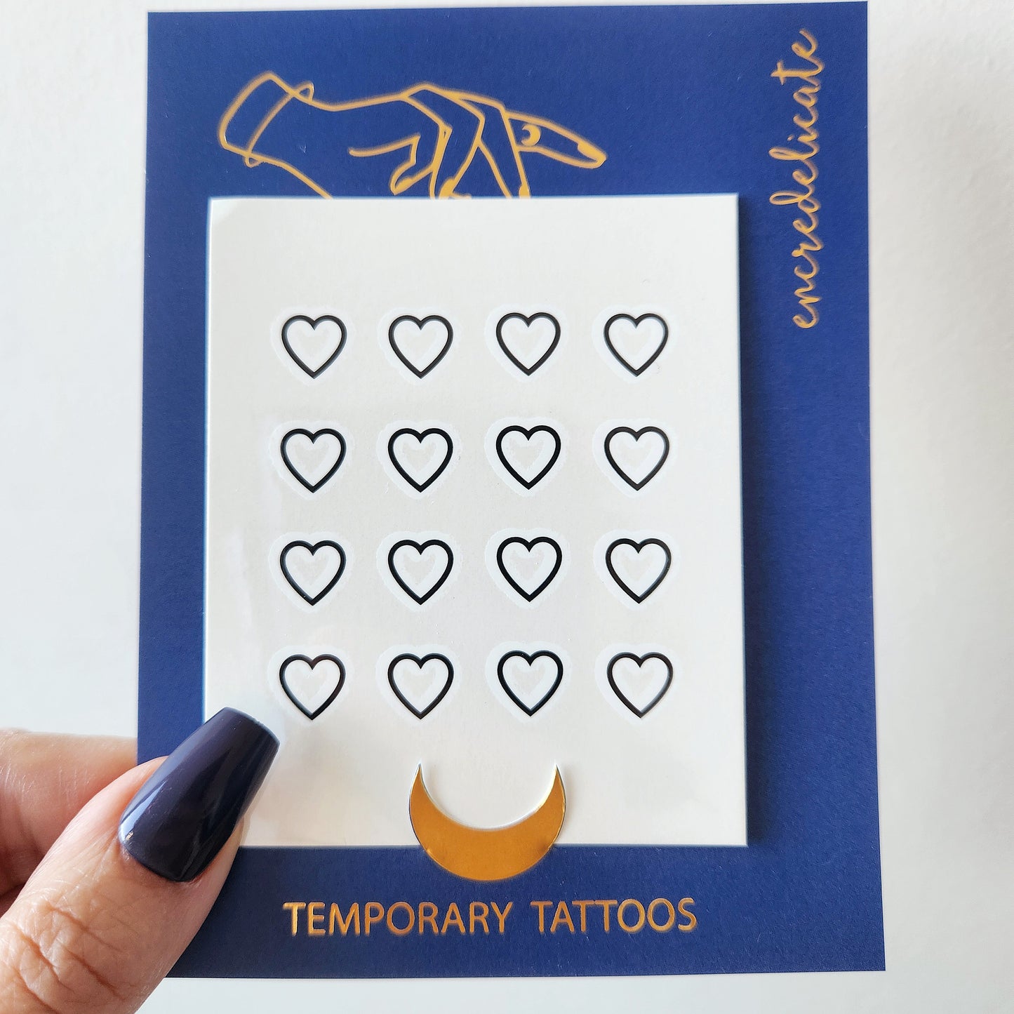 Tatouage temporaire de petits coeurs en noir (lot de 15)
