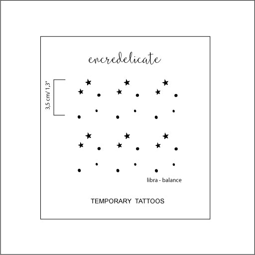 Tatouage temporaire du signe astrologique de la Balance (lot de 6)