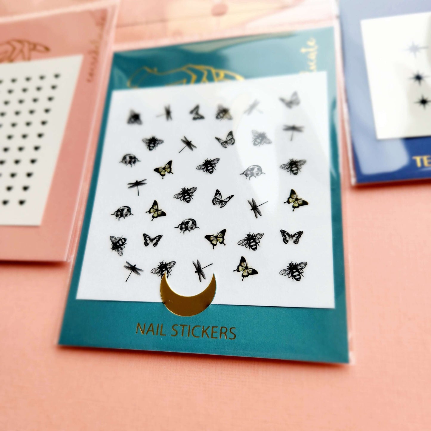 autocollants pour ongles abeille, papillon, libellule et coccinelle