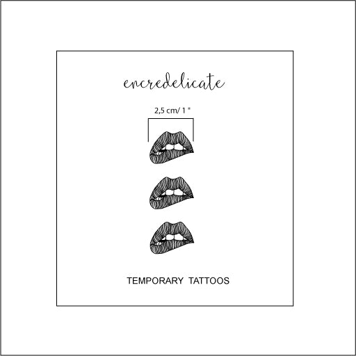 tatouages temporaires bouche sexy (set de 3)