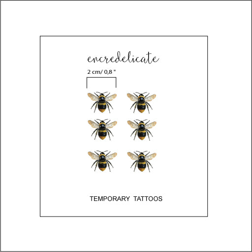 Tatouage temporaire de bourdon en couleur (lot de 6)