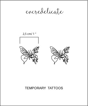 tatouage temporaire papillon fleur (lot de 2)