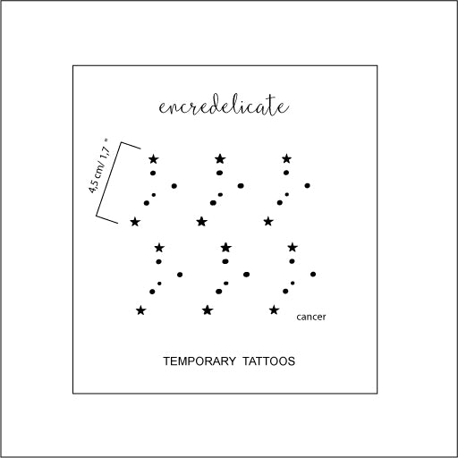 tatouage temporaire du signe astrologique du Cancer (lot de 6)