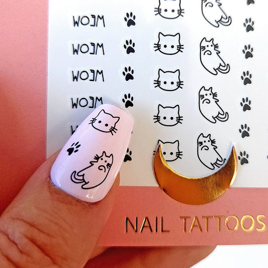autocollants pour ongles motif chat