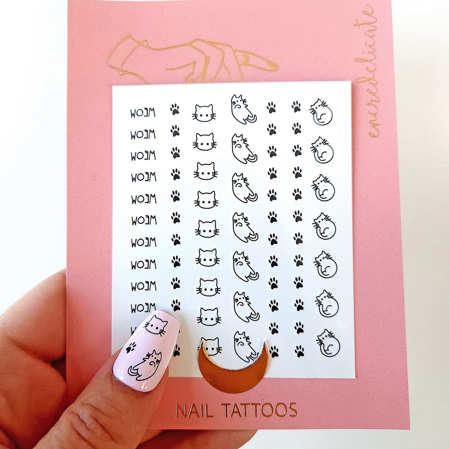 autocollants pour ongles motif chat