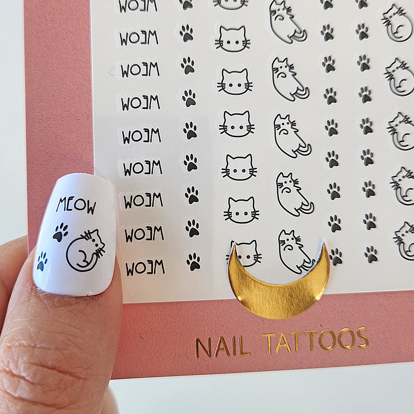 autocollants pour ongles motif chat