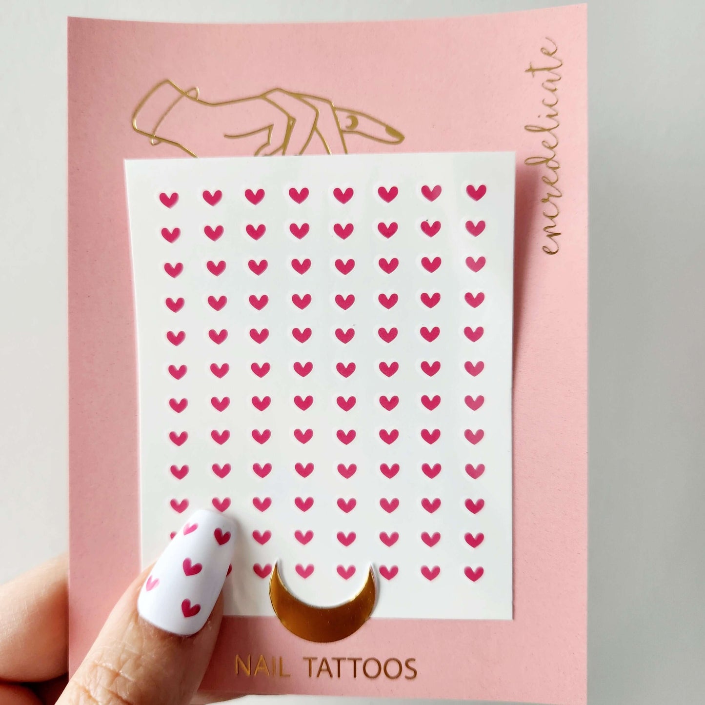 autocollants pour ongles de cœurs roses pour manucure