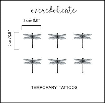 tatouage temporaire libellules (lot de 6 libellules)