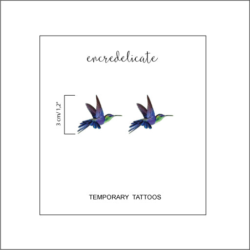 tatouage temporaire colibri en couleur (lot de 2)