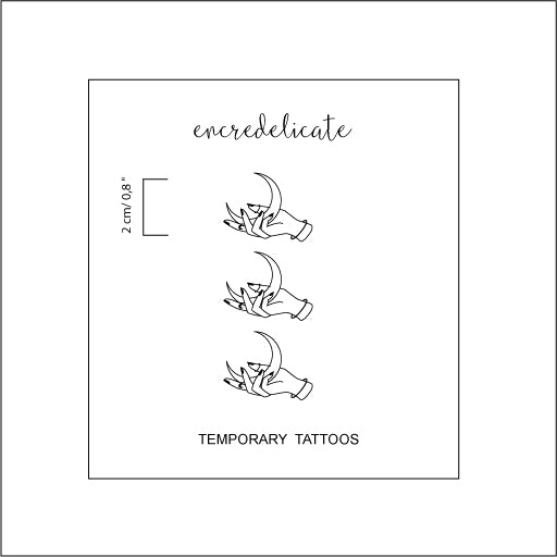 tatouage temporaire de main tenant la lune (set de 3)