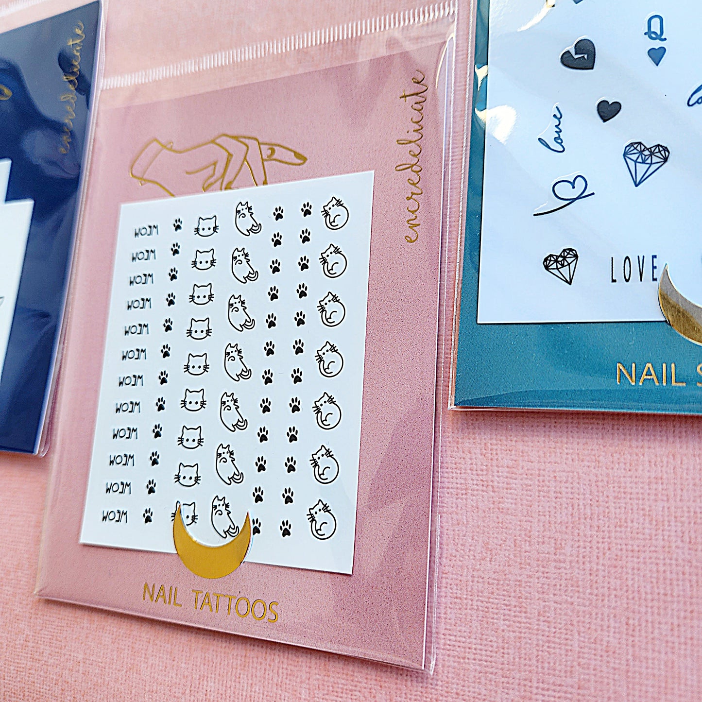 autocollants pour ongles motif chat