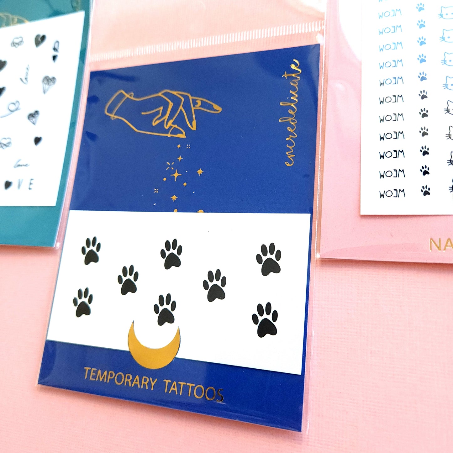 Tatouage temporaire de pattes de chat (lot de 8)