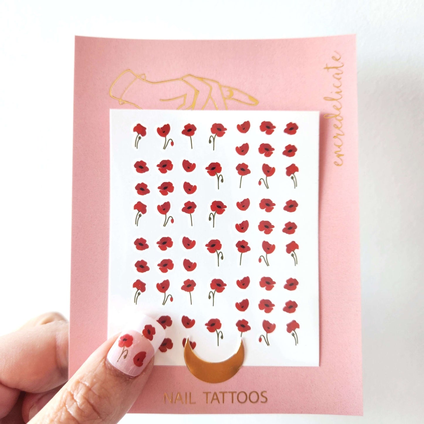 autocollants pour ongles coquelicots pour manucure