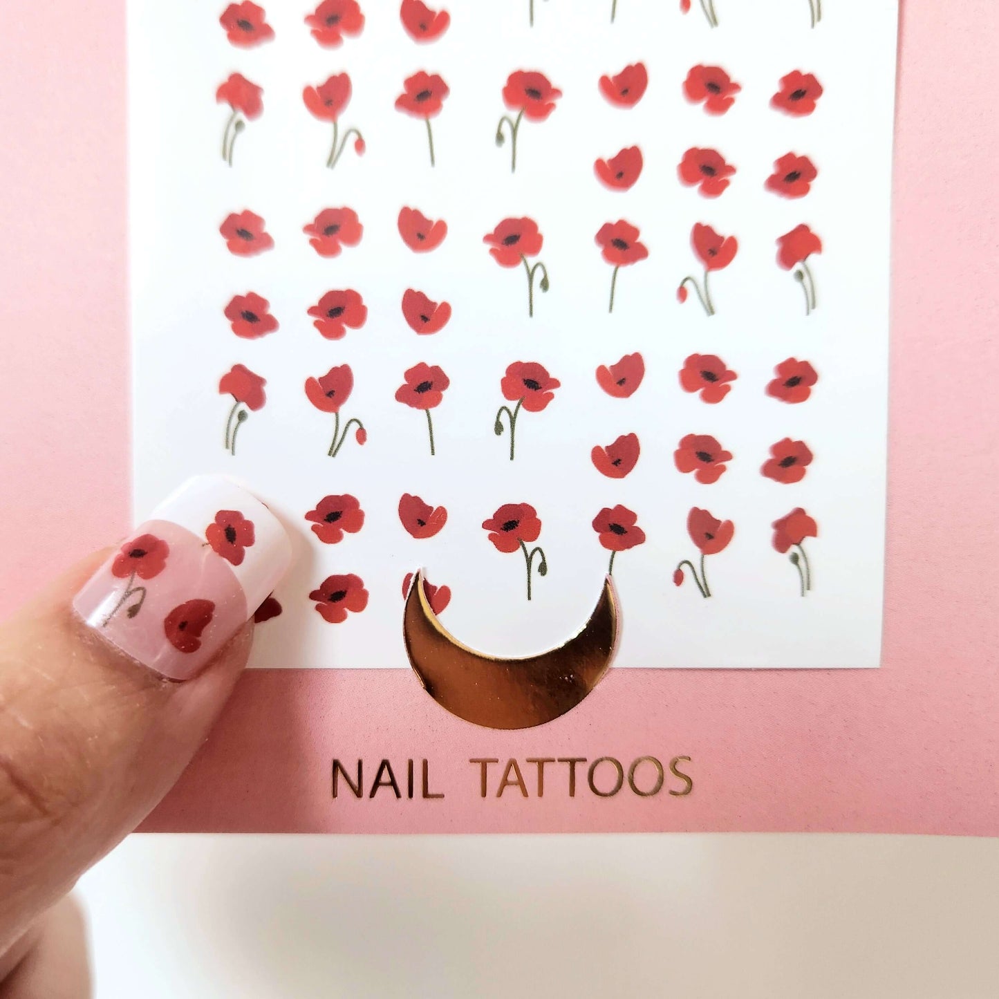 autocollants pour ongles coquelicots pour manucure