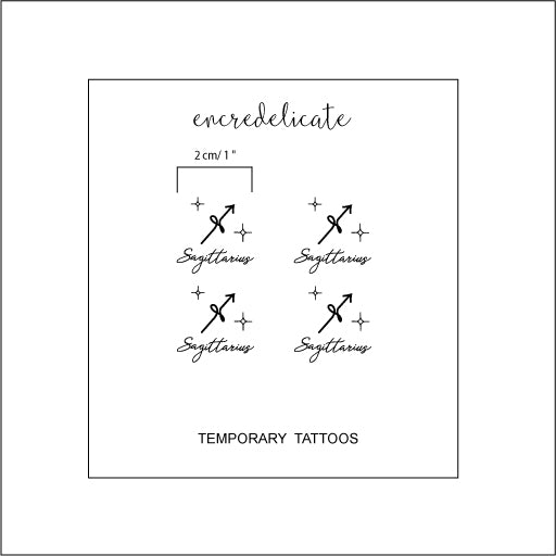Tatouages temporaires du signe zodiacal du Sagittaire (set de 4)