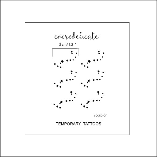 Tatouage temporaire du signe astrologique du Scorpion (lot de 6)
