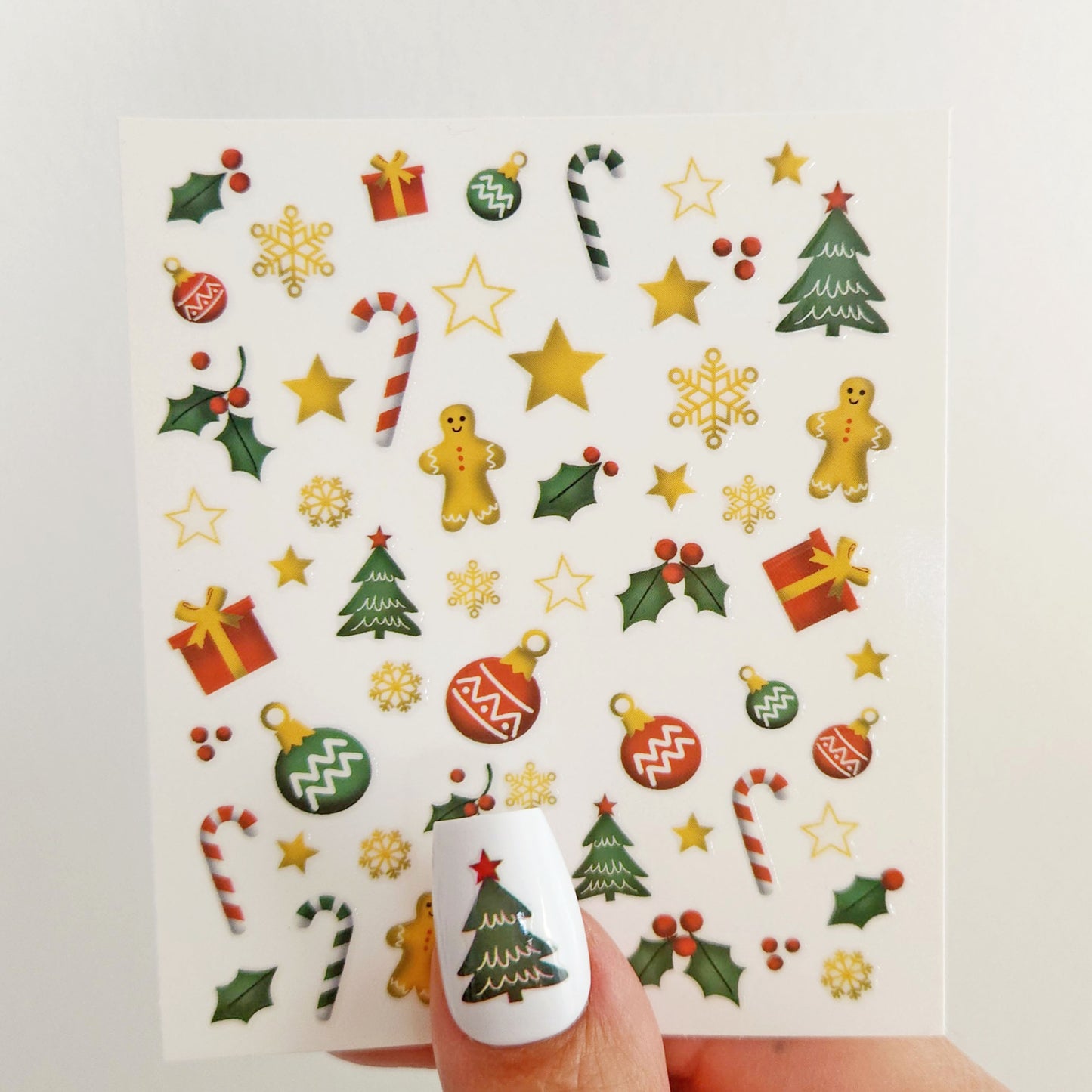 stickers ongles Noël (sapins, houx, pain d'épices....)