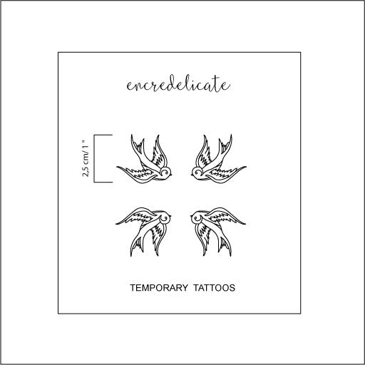 tatouage temporaire hirondelle style Old School (lot de 4)