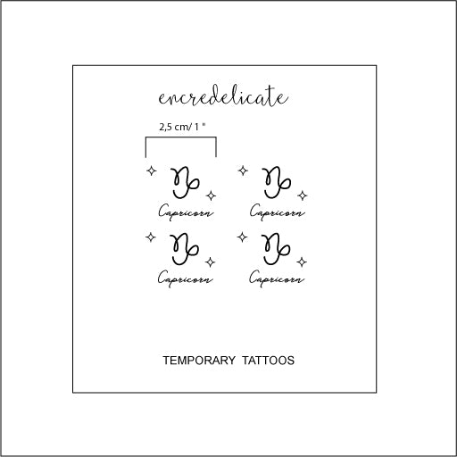4 tatouages temporaires signe zodiacal du Capricorne