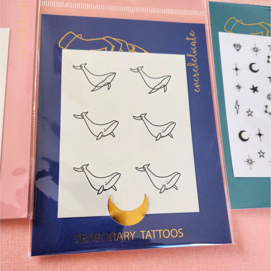 tatouage temporaire baleine minimaliste (lot de 6)