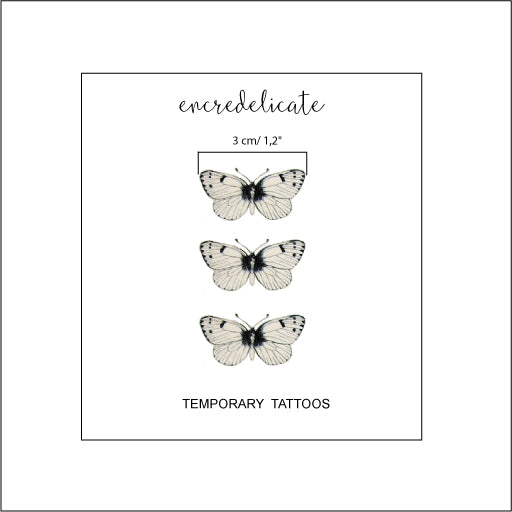 Tatouage temporaire papillon réaliste en noir (lot de 3)