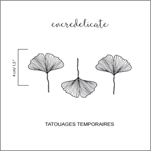 tatouage temporaire feuille ginkgo (lot de 3)