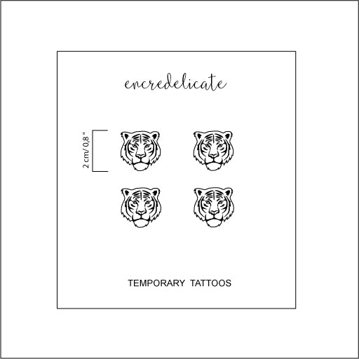 tatouage temporaire tête de tigre (set de 4 tatouages)