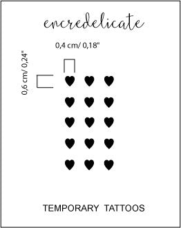 tatouage temporaire coeurs noirs (set de 15)