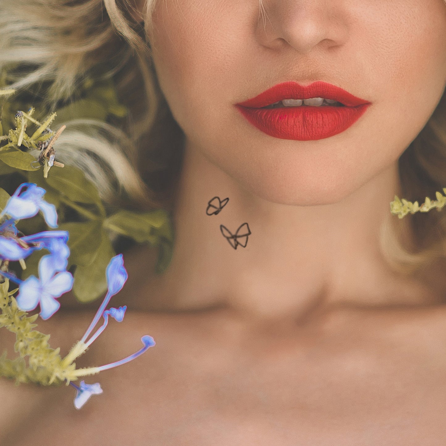 Tatouages temporaires papillons minimalistes (9 sets de 2)