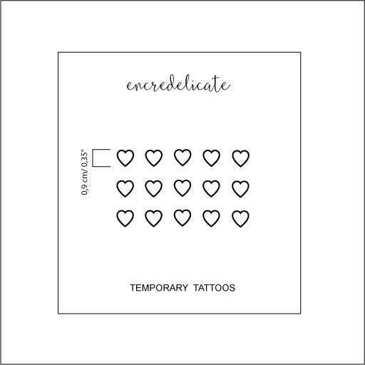 Tatouage temporaire de petits coeurs en noir (lot de 15)