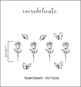 Tatouage temporaire de mini rose (lot de 4)
