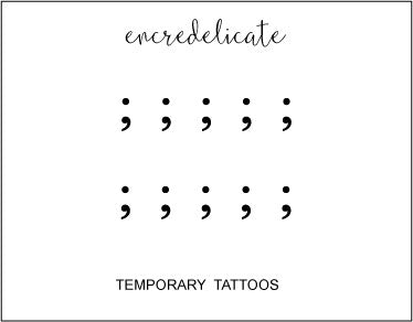 tatouage temporaire de point-virgule en noir (lot de 10)