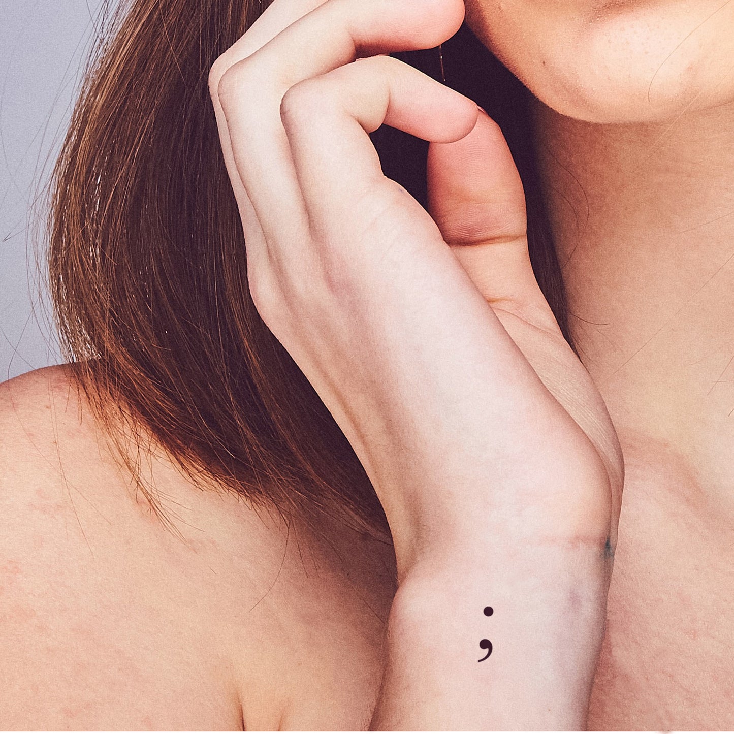 tatouage temporaire de point-virgule en noir (lot de 10)