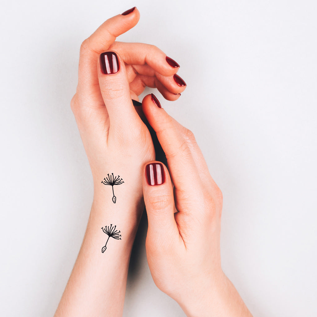 Tatouage temporaire minimaliste d'une aigrette de pissenlit (lot de 6) - encredelicate