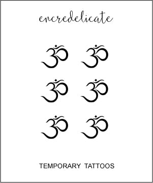 Tatouage temporaire du symbole boudhiste Om (lot de 6) - encredelicate