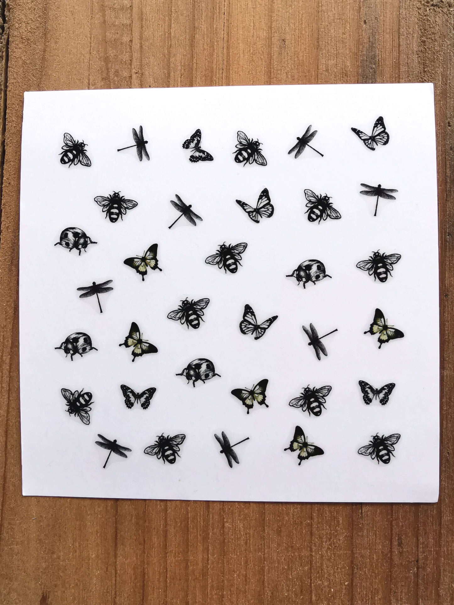 autocollants pour ongles abeille, papillon, libellule et coccinelle