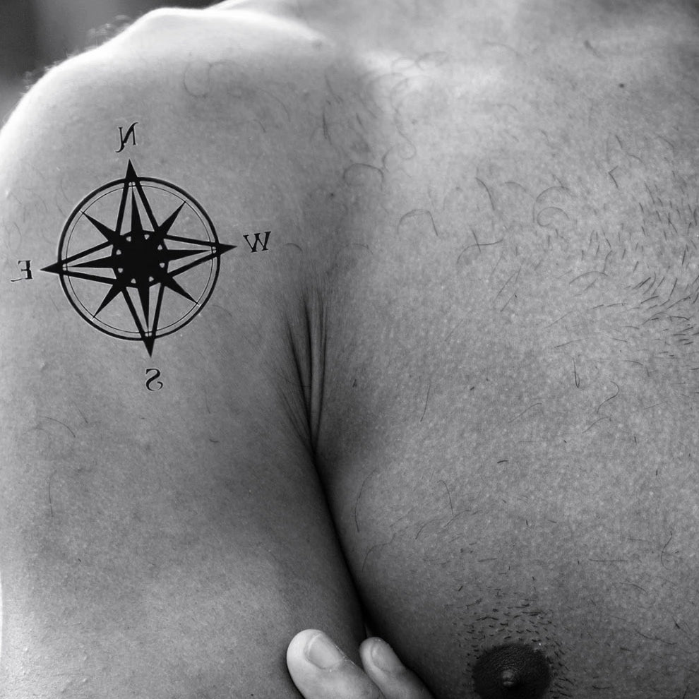 Tatouage temporaire mixte  de compas géométrique - encredelicate