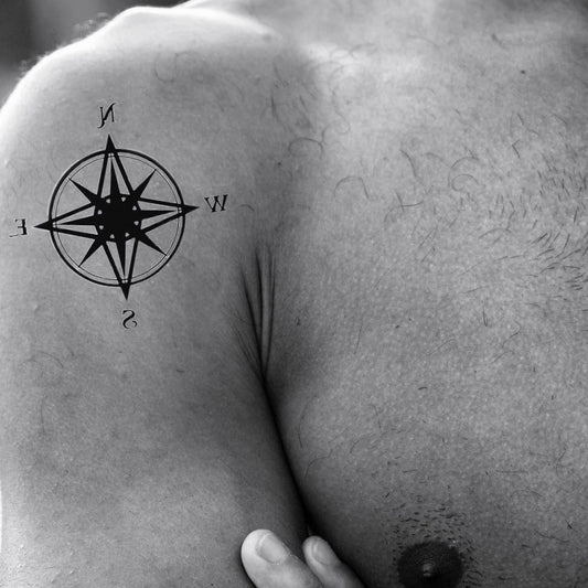 Tatouage temporaire mixte  de compas géométrique - encredelicate