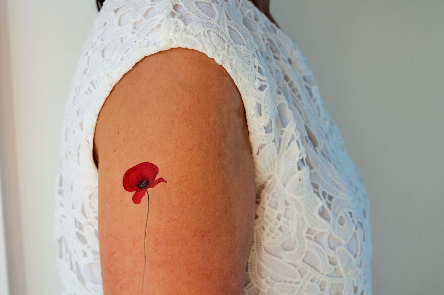 Tatouage temporaire de coquelicot en couleur (lot de 2) - encredelicate