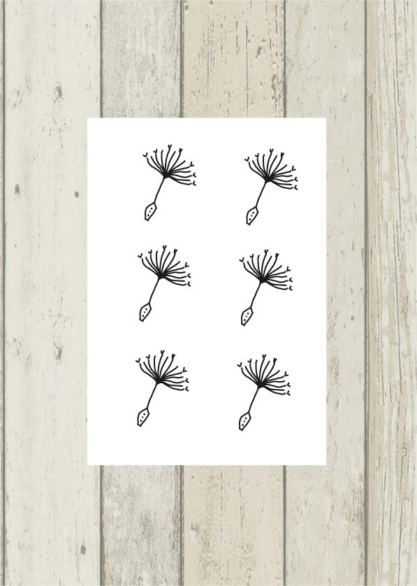 Tatouage temporaire minimaliste d'une aigrette de pissenlit (lot de 6) - encredelicate