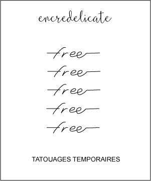 Petit tatouage temporaire du mot free (lot de 5) - encredelicate