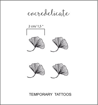 petite feuille ginkgo tatouage temporaire (set de 4)