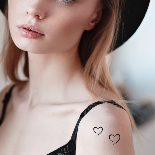 tatouage temporaire de coeur noir minimaliste (lot de 6) - encredelicate