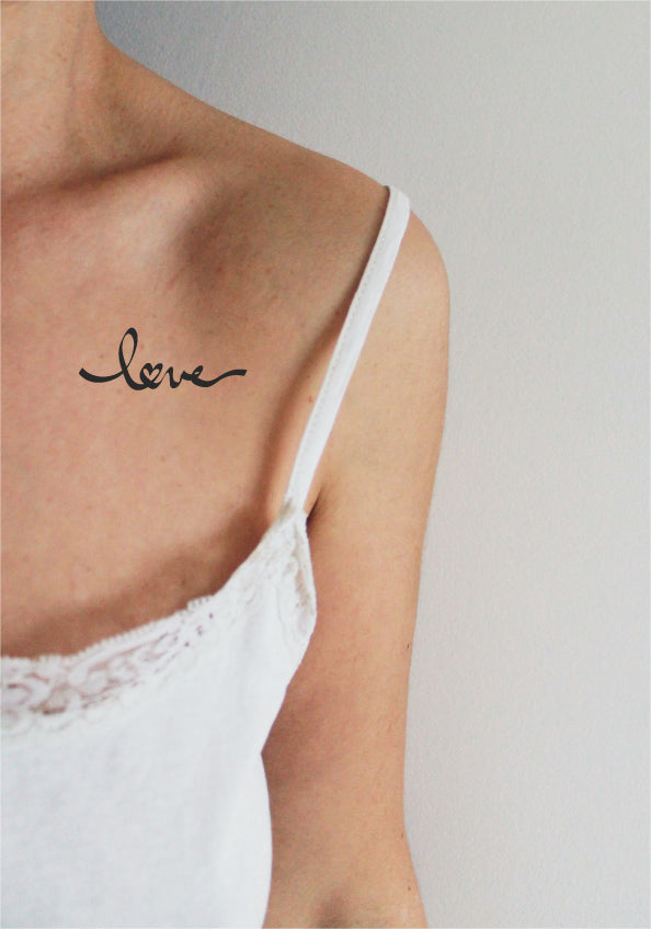 Tatouage temporaire du mot love (lot de 4) - encredelicate
