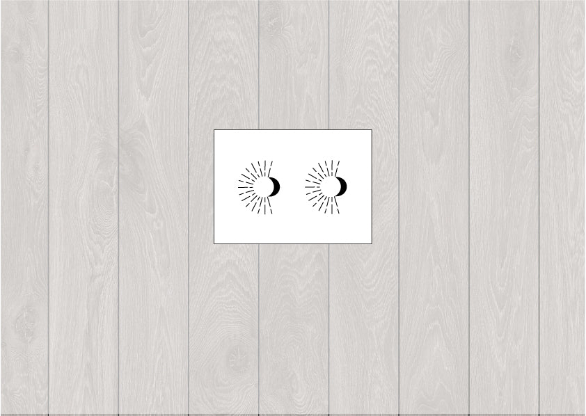 Tatouage temporaire d'une lune et d'un soleil avec les rais de lumière (lot de 2) - encredelicate