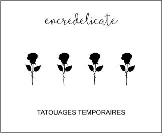 Tatouage temporaire petite rose noire (lot de 4)