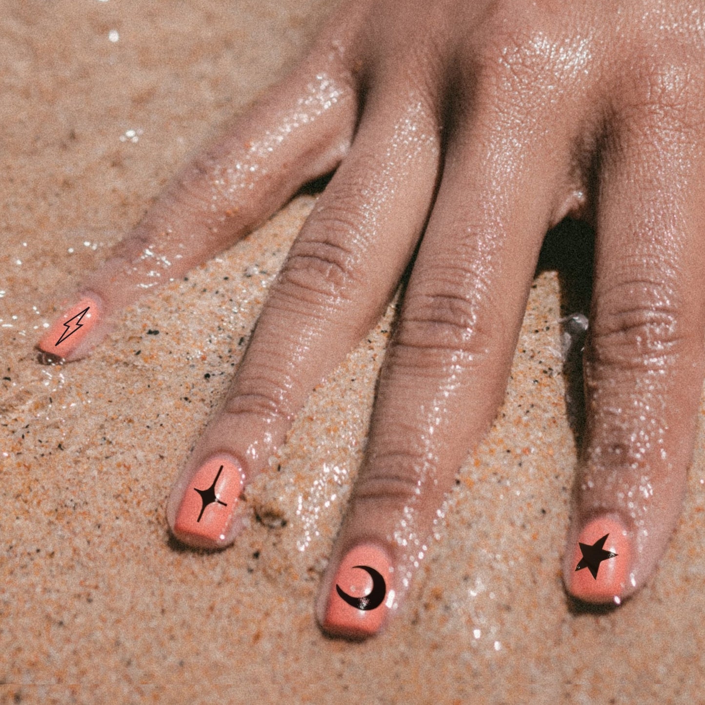 autocollants pour ongles lunes, étoiles et diamants