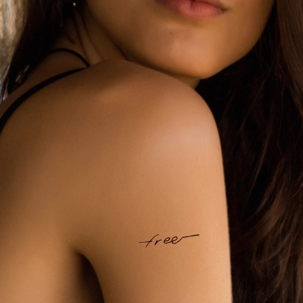 Petit tatouage temporaire du mot free (lot de 5) - encredelicate