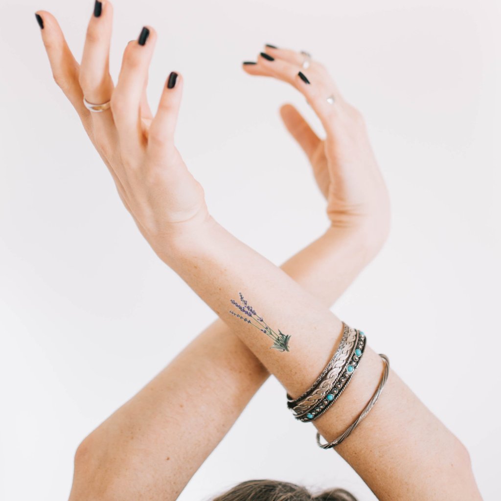 Tatouage temporaire de lavandes (lot de 2) - encredelicate